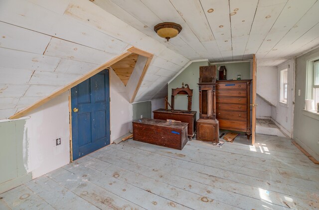 1785 Alna Rd, Alna, ME 04535 - bonus room with vaulted ceiling, wooden ceiling, and light wood-type flooring