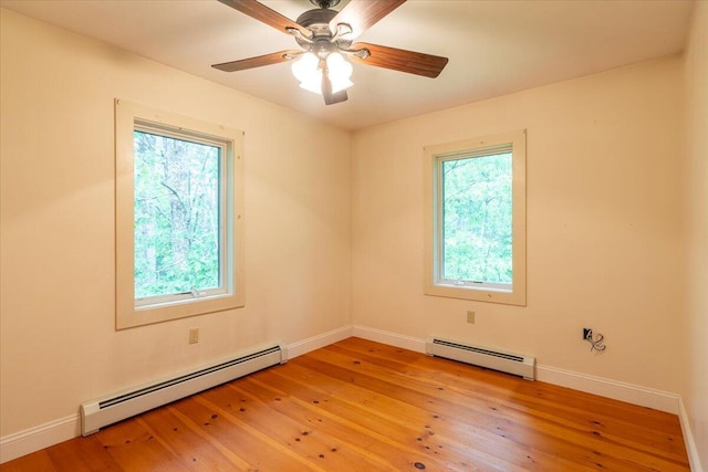 404 Lower Round Pond Rd, Bristol, ME 04539 - spare room with a baseboard radiator, healthy amount of natural light, and light wood-style floors