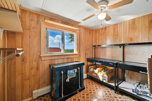 821 China Rd, Albion, ME 04910 - bedroom featuring baseboard heating and wooden walls