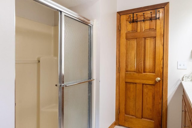 3350 Middle Rd, Sidney, ME 04330 - bathroom with a shower stall and vanity