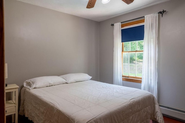 3350 Middle Rd, Sidney, ME 04330 - bedroom with a baseboard heating unit and ceiling fan