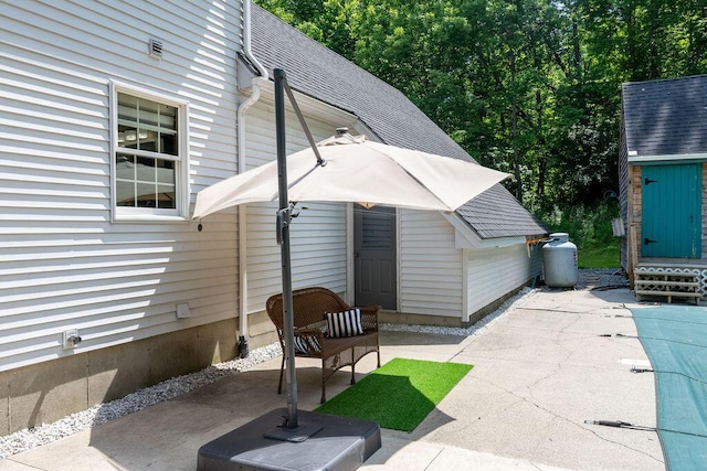 3350 Middle Rd, Sidney, ME 04330 - view of patio featuring a storage shed