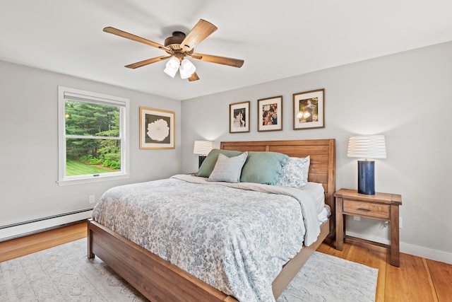 526 E Main St, Yarmouth, ME 04096 - bedroom featuring light wood finished floors, ceiling fan, and a baseboard heating unit