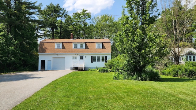 50 George Wright Rd, Woolwich, ME 04579 - dutch colonial with a gambrel roof, asphalt driveway, a front yard, and a chimney