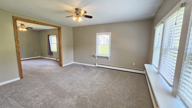 50 George Wright Rd, Woolwich, ME 04579 - unfurnished room with baseboard heating, ceiling fan, healthy amount of natural light, and carpet