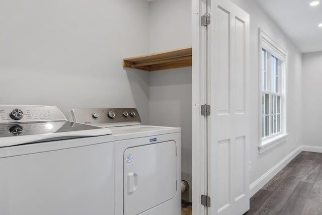 701 Wallston Rd, Saint George, ME 04860 - laundry area with washing machine and dryer and dark wood finished floors