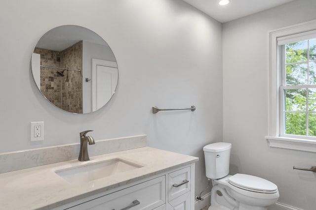 701 Wallston Rd, Saint George, ME 04860 - full bathroom with vanity, a shower, and recessed lighting