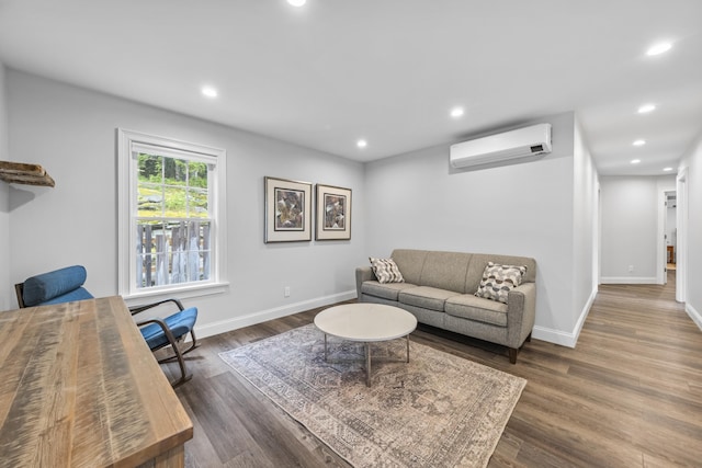 701 Wallston Rd, Saint George, ME 04860 - living area featuring a wall mounted AC, wood finished floors, and recessed lighting