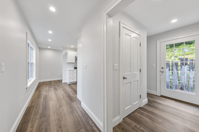 701 Wallston Rd, Saint George, ME 04860 - hallway with dark wood-style flooring and recessed lighting