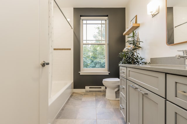156 Sheridan St Unit 2A, Portland, ME 04101 - full bath with a baseboard radiator, vanity, and  shower combination