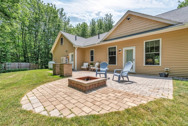 187 Hickory Dr, Auburn, ME 04210 - view of patio / terrace with an outdoor fire pit
