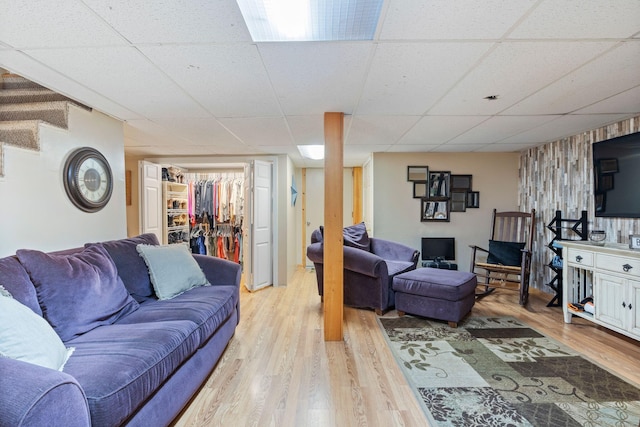 15 Lindale Ave, Biddeford, ME 04005 - living room with light wood-style flooring and a paneled ceiling