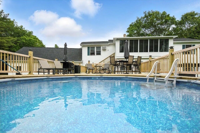 189 Old Chadbourne Rd, Lewiston, ME 04240 - swimming pool with a sunroom and a deck