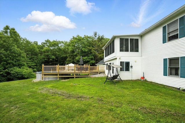 189 Old Chadbourne Rd, Lewiston, ME 04240 - view of green lawn featuring a deck