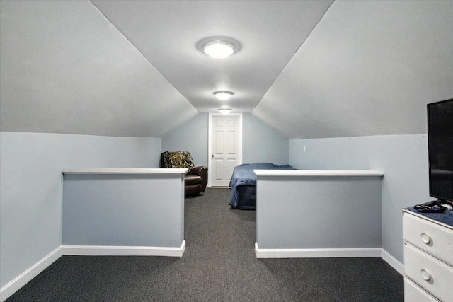 189 Old Chadbourne Rd, Lewiston, ME 04240 - bedroom with dark carpet and vaulted ceiling