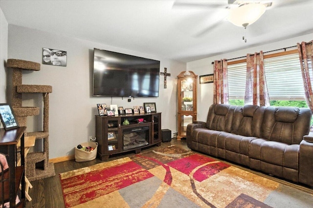 189 Old Chadbourne Rd, Lewiston, ME 04240 - living area featuring ceiling fan and wood finished floors