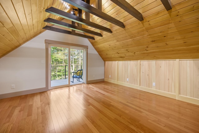 1719 Dixmont Rd, Etna, ME 04434 - bonus room with light wood-style floors and wooden ceiling