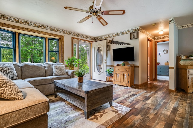 14 Old County Rd, South Berwick, ME 03908 - living area featuring ceiling fan and wood finished floors
