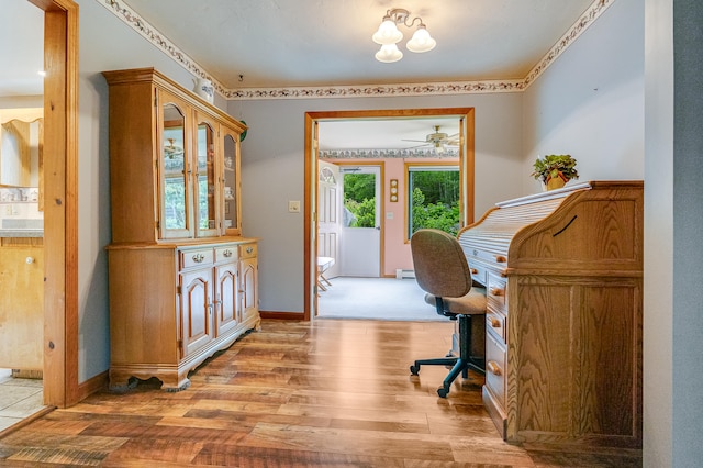 14 Old County Rd, South Berwick, ME 03908 - office space with light wood-style flooring, a baseboard radiator, and a ceiling fan