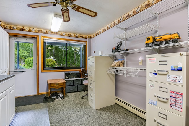 14 Old County Rd, South Berwick, ME 03908 - miscellaneous room with baseboard heating, ceiling fan, and healthy amount of natural light