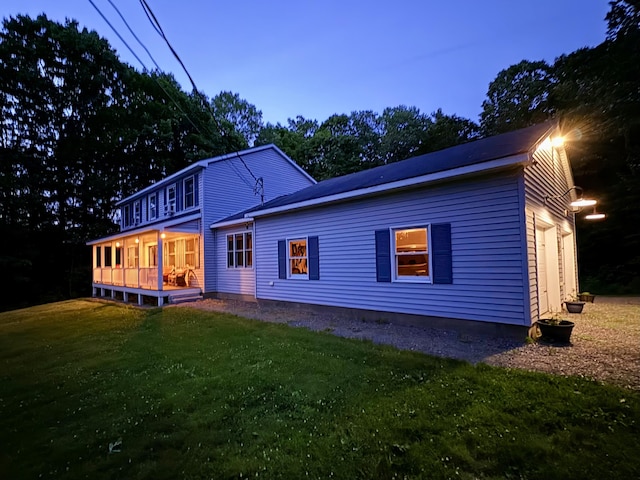 66 Stoney Acres Rd, Pittston, ME 04345 - back of house featuring a lawn and a wooden deck