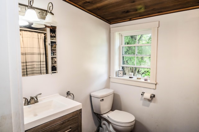 17 Green St, Dover-Foxcroft, ME 04426 - full bath featuring vanity and wood ceiling