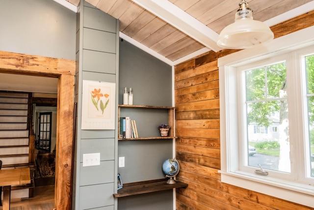 17 Green St, Dover-Foxcroft, ME 04426 - unfurnished office with healthy amount of natural light, wood ceiling, and wood finished floors