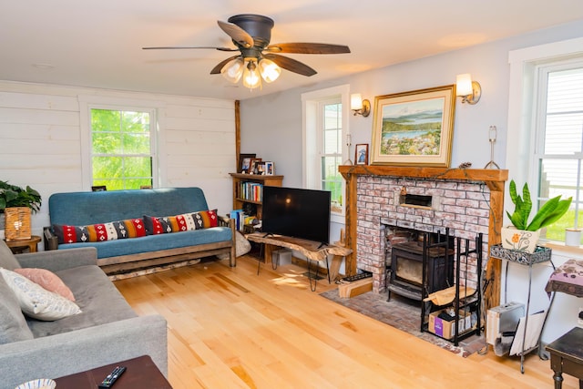 17 Green St, Dover-Foxcroft, ME 04426 - living area featuring wood finished floors, healthy amount of natural light, and ceiling fan