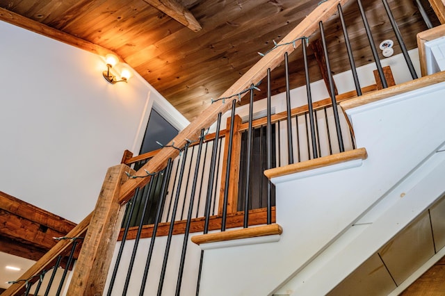 17 Green St, Dover-Foxcroft, ME 04426 - stairway with wooden ceiling