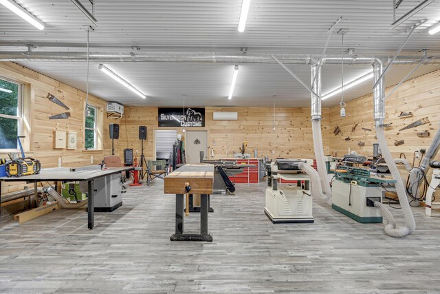 16 Keystone Spring Rd, Poland, ME 04274 - game room with a workshop area, wooden walls, and wood finished floors