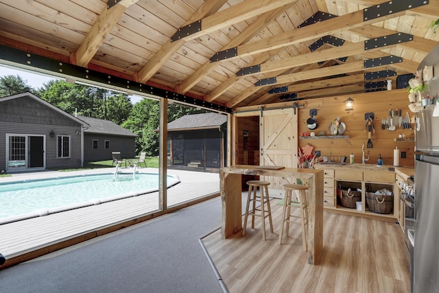 16 Keystone Spring Rd, Poland, ME 04274 - swimming pool featuring a sunroom and a patio