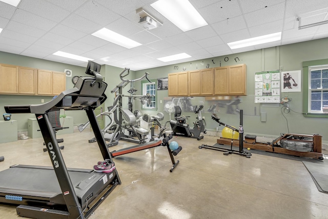 16 Keystone Spring Rd, Poland, ME 04274 - workout area featuring a drop ceiling and baseboards