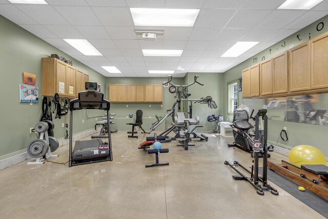 16 Keystone Spring Rd, Poland, ME 04274 - workout area with a paneled ceiling and baseboards