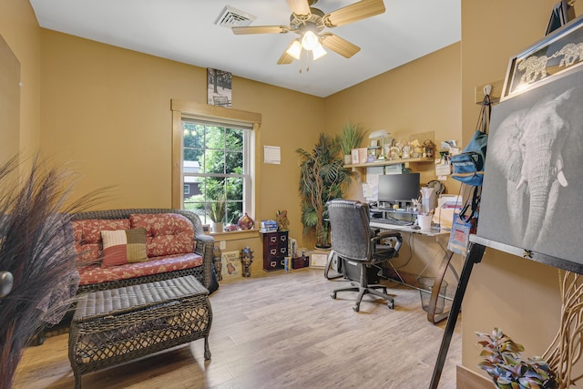 16 Keystone Spring Rd, Poland, ME 04274 - home office with wood finished floors and a ceiling fan