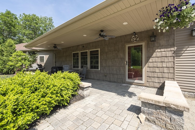 16 Keystone Spring Rd, Poland, ME 04274 - view of patio featuring ceiling fan and a grill