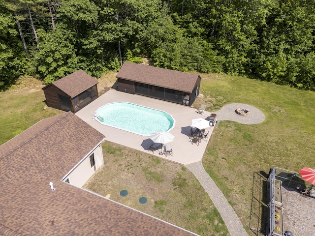 16 Keystone Spring Rd, Poland, ME 04274 - view of swimming pool featuring an outbuilding