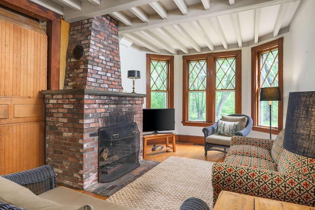 4 Fairbourne Ln, York, ME 03902 - living room featuring wood finished floors and a fireplace