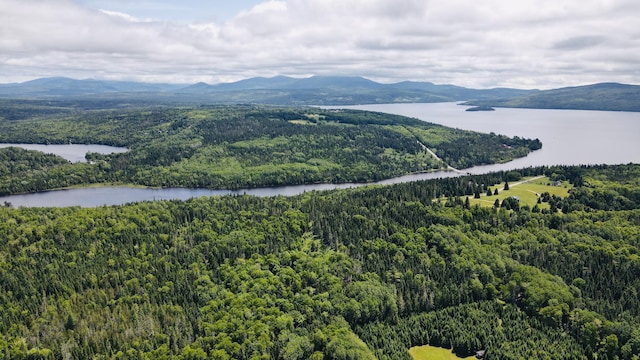 574 Mingo Loop Rd, Rangeley, ME 04970 - drone / aerial view of a heavily wooded area and a water and mountain view