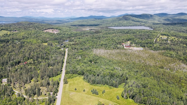 574 Mingo Loop Rd, Rangeley, ME 04970 - aerial view of property's location with a heavily wooded area and a water and mountain view
