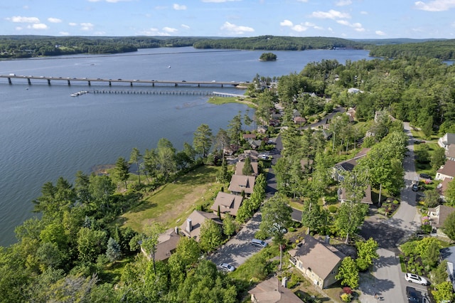 71 Village Way Unit 506, Edgecomb, ME 04556 - aerial view of property and surrounding area featuring a notable bridge and a large body of water