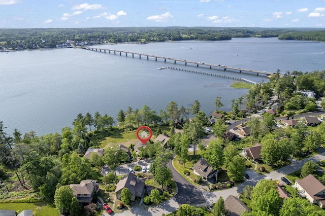 71 Village Way Unit 506, Edgecomb, ME 04556 - aerial view of residential area featuring a notable bridge and a nearby body of water