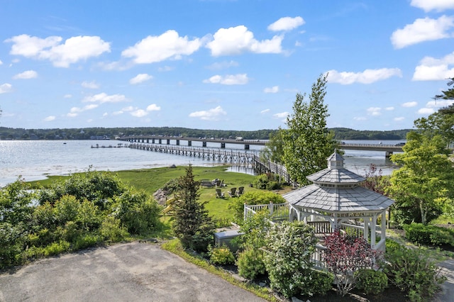 71 Village Way Unit 506, Edgecomb, ME 04556 - water view featuring a gazebo and a notable bridge