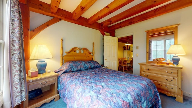 9 Cherry Ln Unit 11, Bethel, ME 04217 - carpeted bedroom featuring beam ceiling