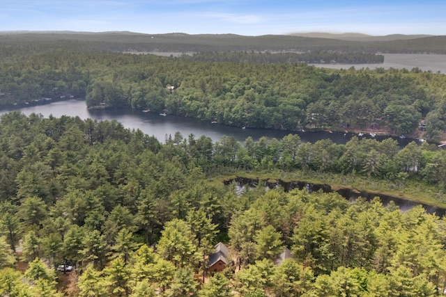 8 Log Cabin Ln Unit 9, Shapleigh, ME 04076 - aerial view of property's location featuring a forest and a water and mountain view