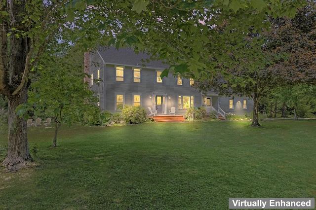 15 Harvey Brook Dr, Freeport, ME 04032 - colonial-style house with a front yard and a chimney