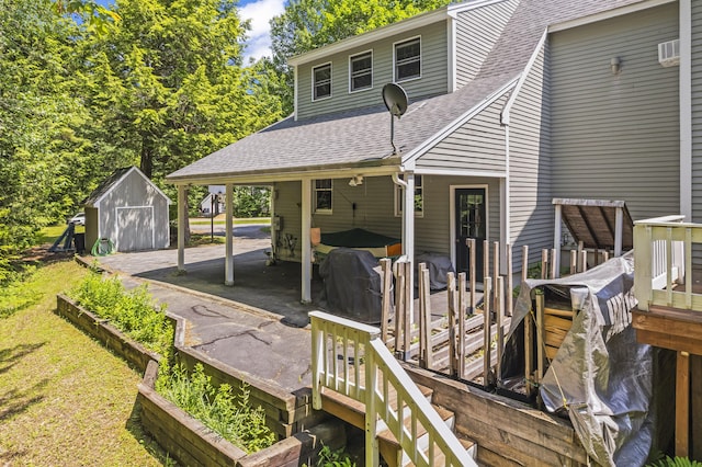 15 Harvey Brook Dr, Freeport, ME 04032 - wooden deck featuring a storage unit and grilling area