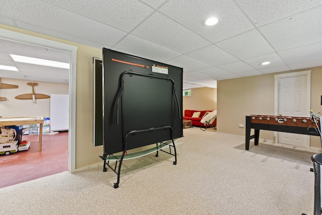 15 Harvey Brook Dr, Freeport, ME 04032 - recreation room with a drop ceiling and carpet