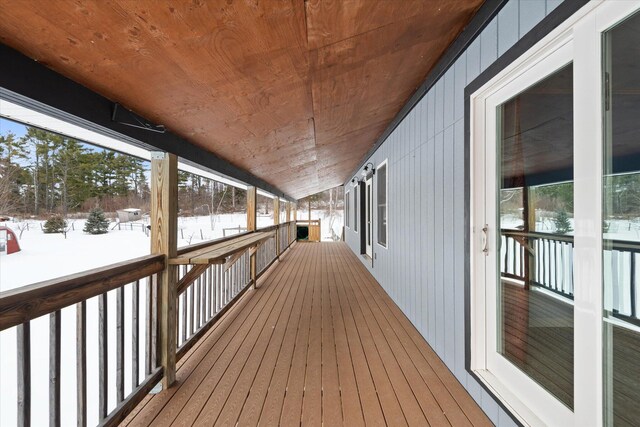 431 Bardon Hill Rd, Etna, ME 04434 - view of snow covered deck