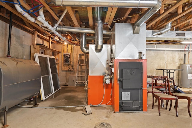 431 Bardon Hill Rd, Etna, ME 04434 - utilities featuring oil tank, water heater, and electric panel