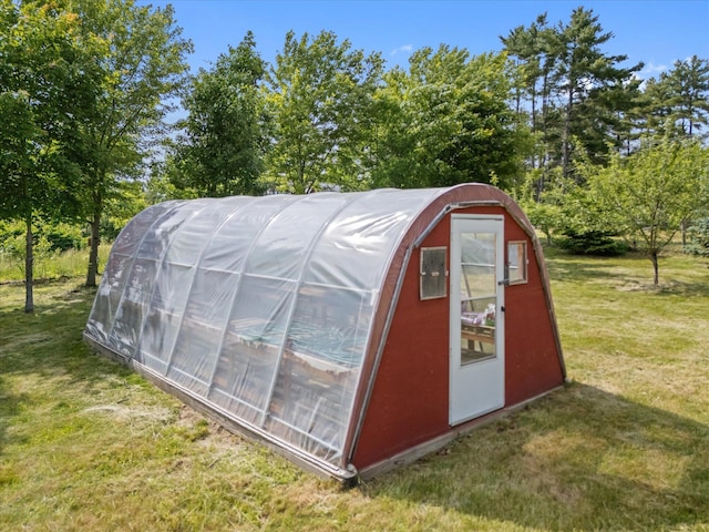 431 Bardon Hill Rd, Etna, ME 04434 - view of greenhouse featuring a lawn and view of scattered trees